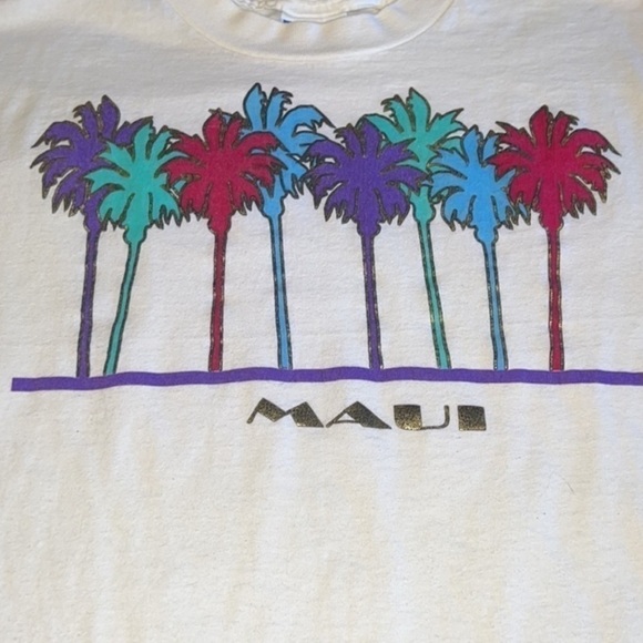 Maui Hawaii Vintage USA Made Palm Tree Graphic T-Shirt - Picture 3 of 11